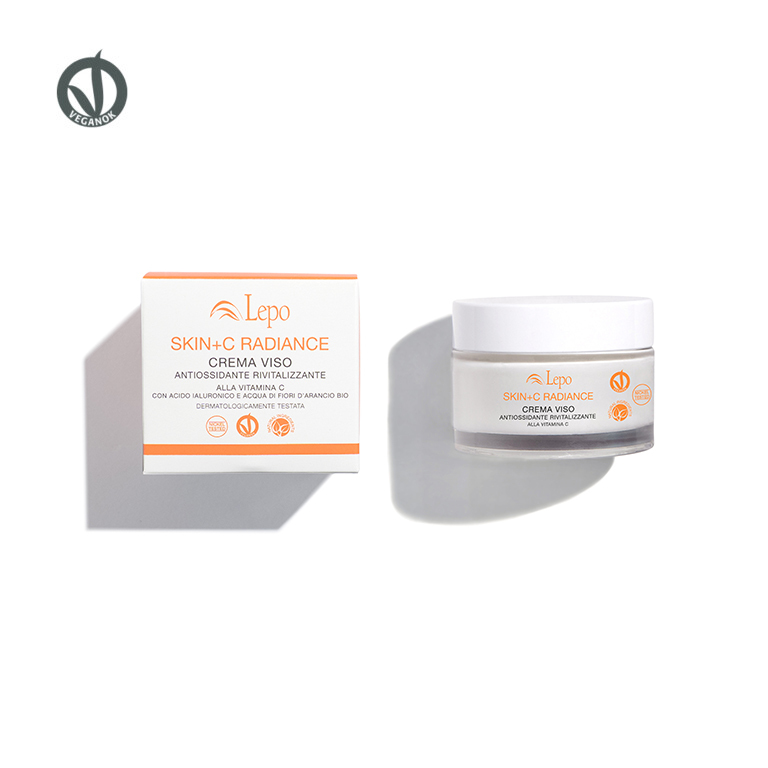 SKIN+C RADIANCE CREMA VISO ANTIOSSIDANTE RIVITALIZZANTE <br> alla vitamina C con acido ialuronico e acqua di fiori d’arancio bio